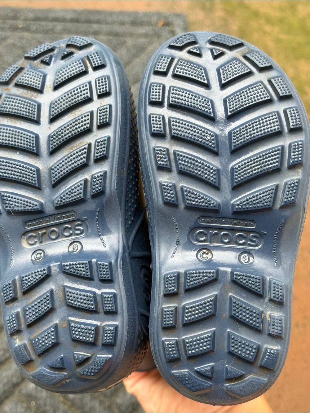 CROCS Toddler C9 Navy Rain Boots with Easy Hand Loops